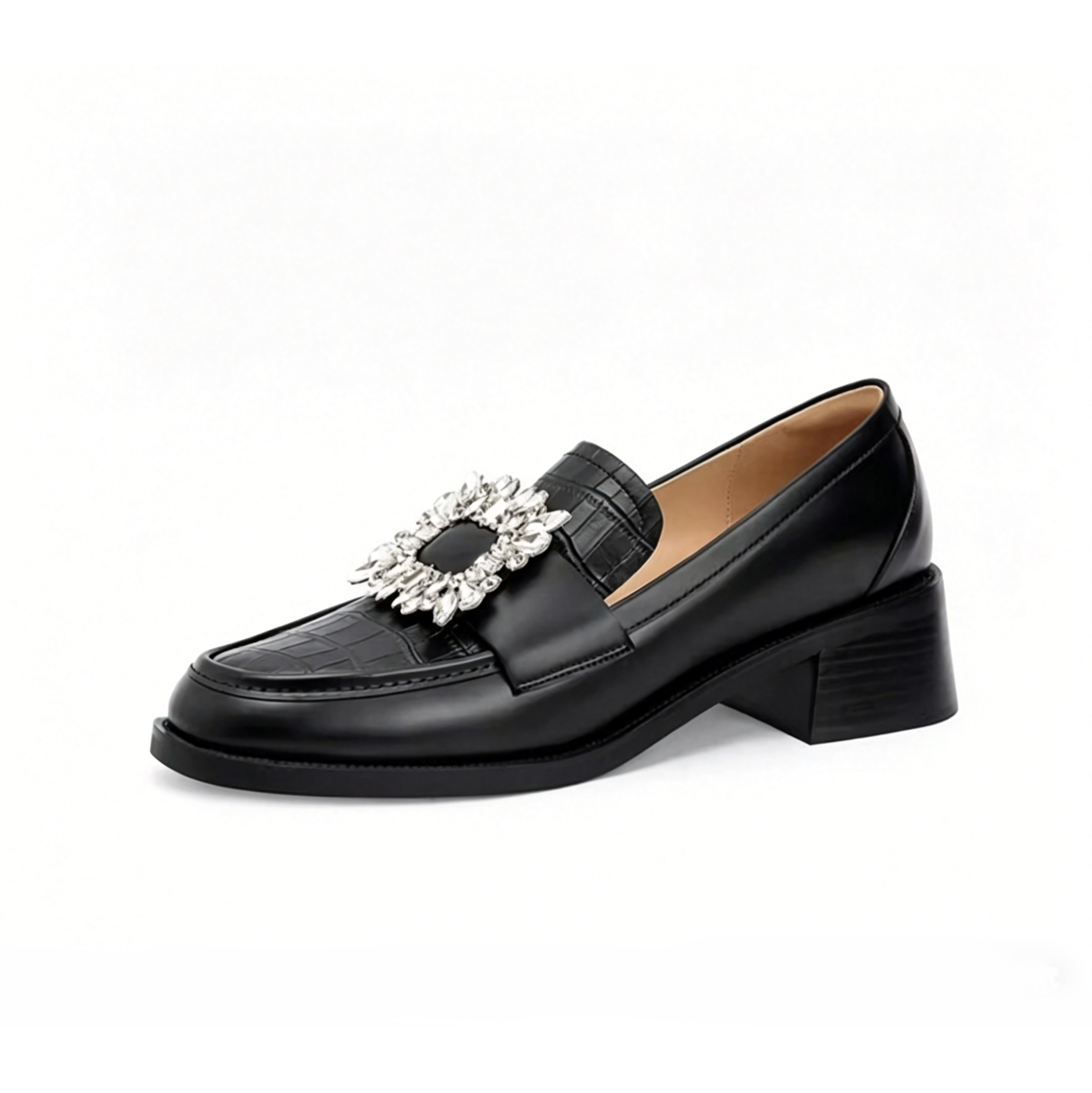 Sunflower Crystal Buckle Croc Loafers