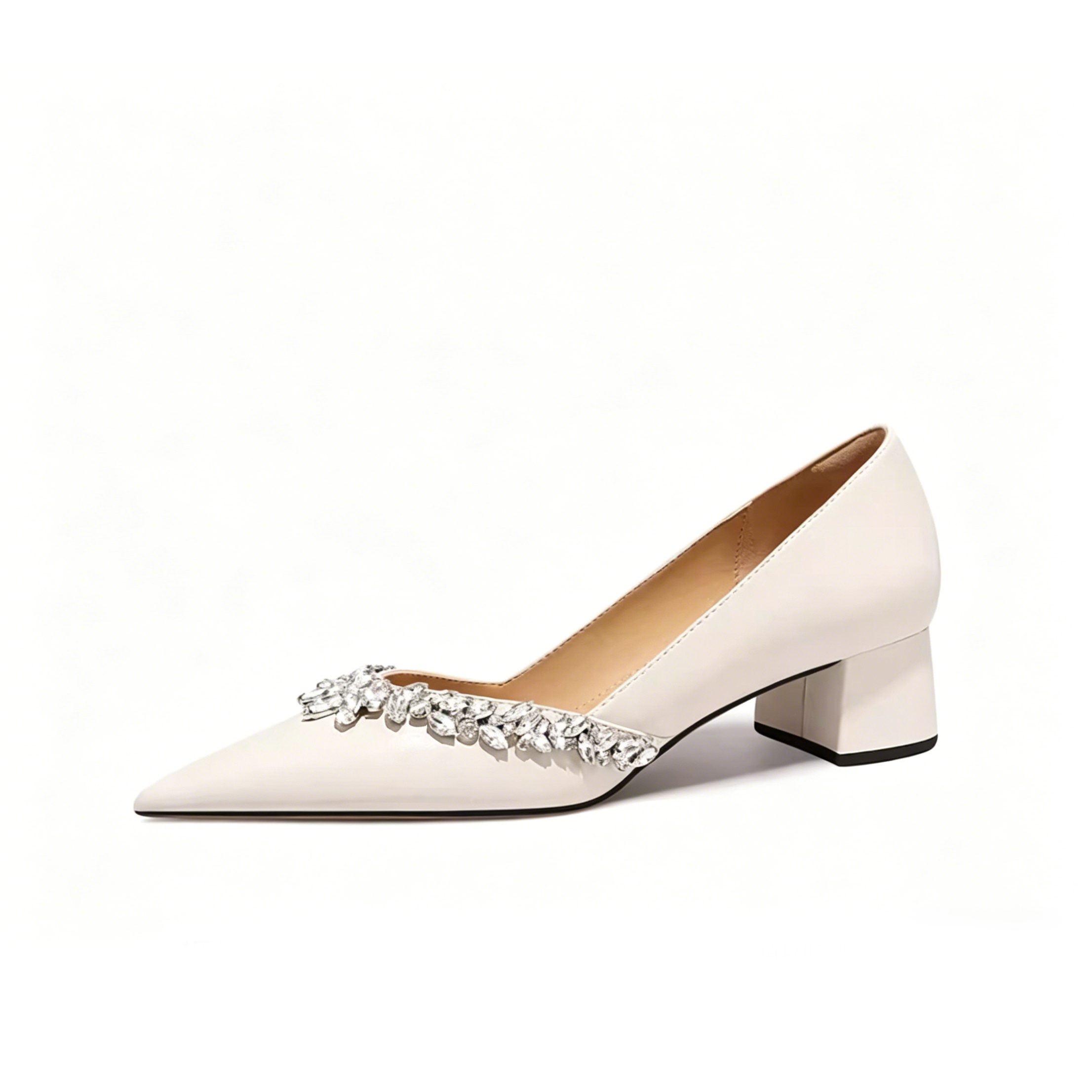 Crystal Embellished Pointed Block Heels
