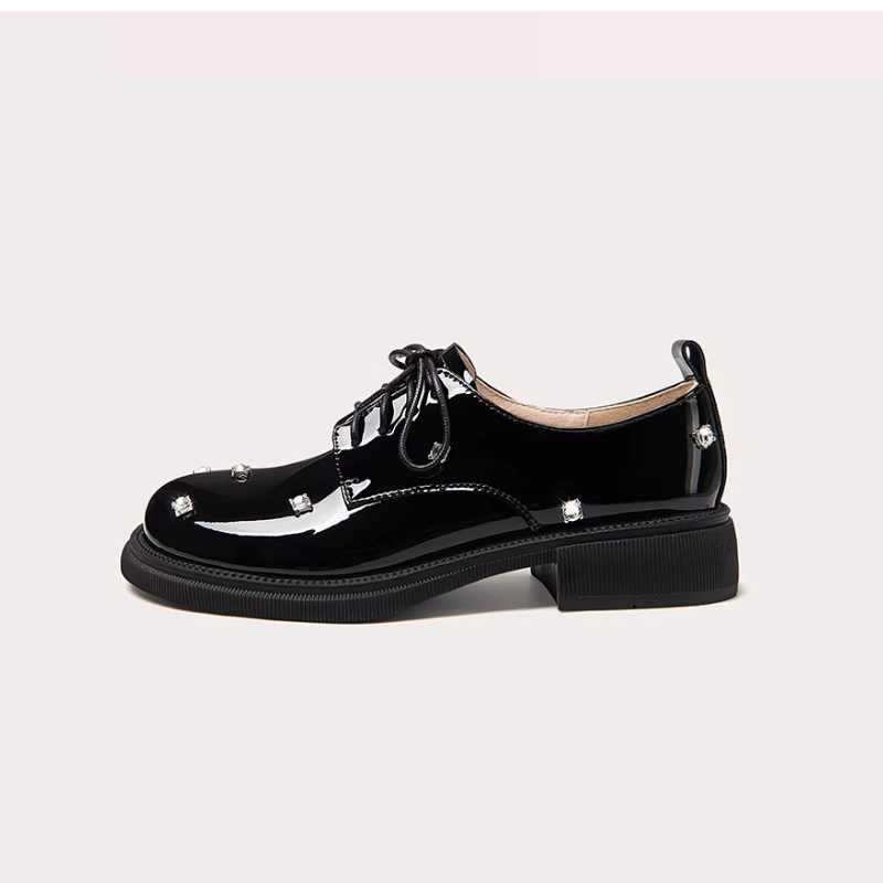 Rhinestone Studded Platform Derby Shoes
