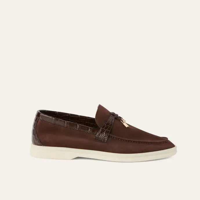 Women's Chocolate Suede Summer Loafers Gilded Cadence