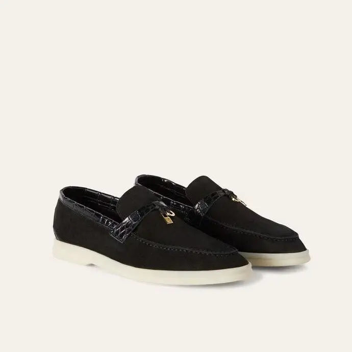 Black Suede Summer Charms Loafers Gilded Cadence