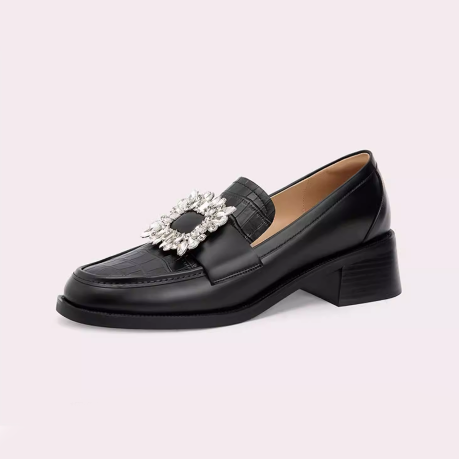 Sunflower Crystal Buckle Croc Loafers