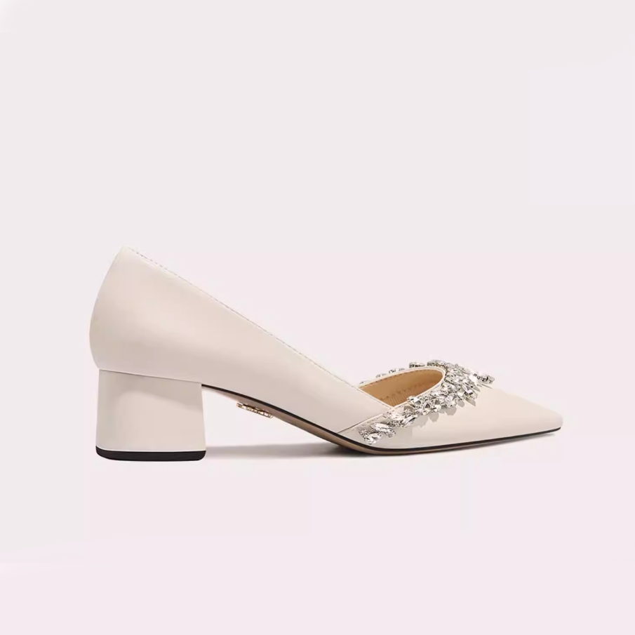 Crystal Embellished Pointed Block Heels