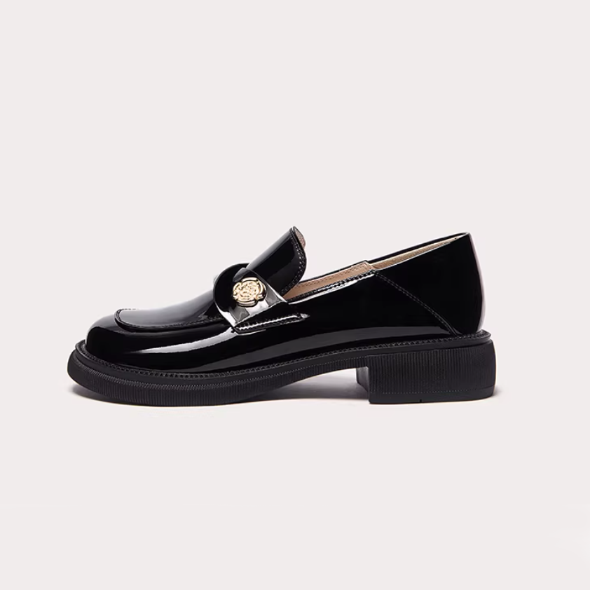 Black Patent Leather Platform Loafers