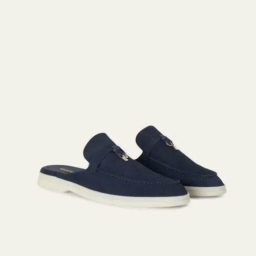 Women's Argo Blue Suede Babouche Loafers Gilded Cadence