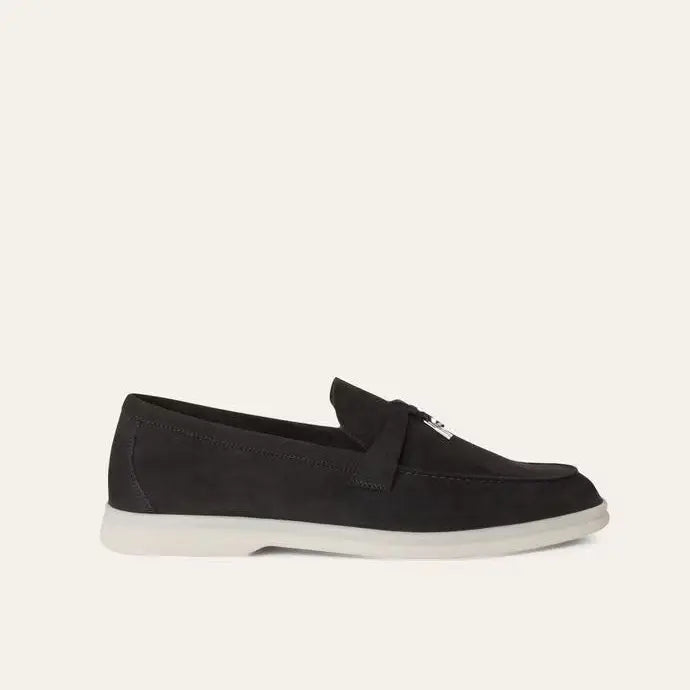 Women's Black Suede Summer Loafers Gilded Cadence
