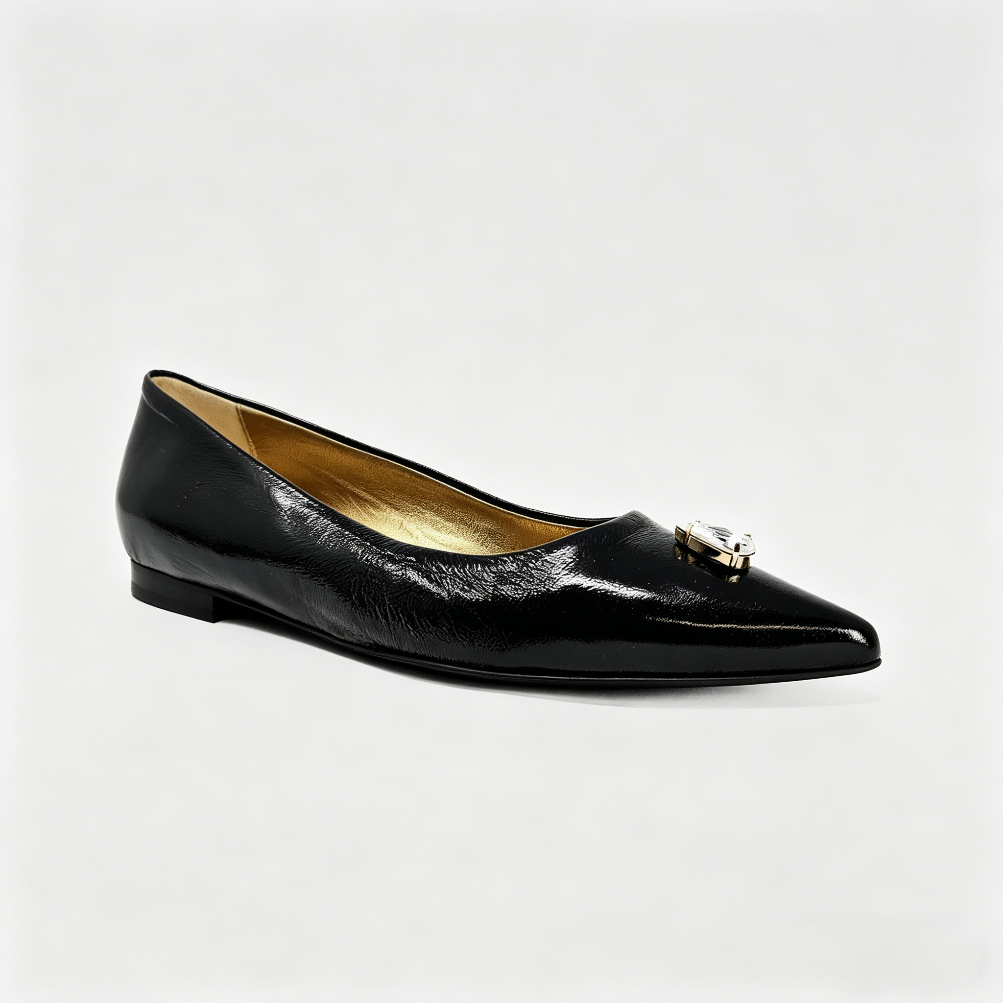 Maira Black Pointy Ballet With Jewel