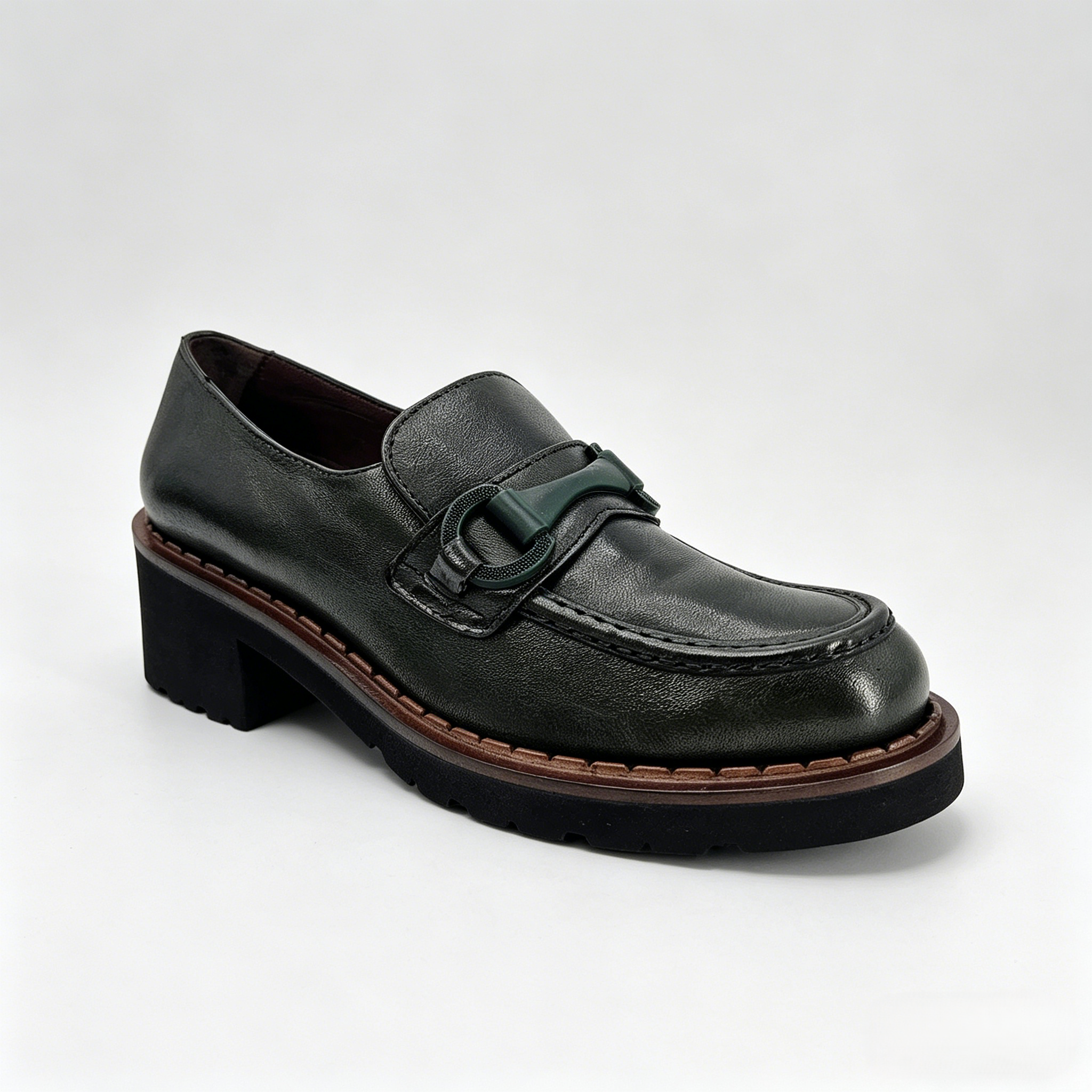 Green Lug Sole Chunky Loafer