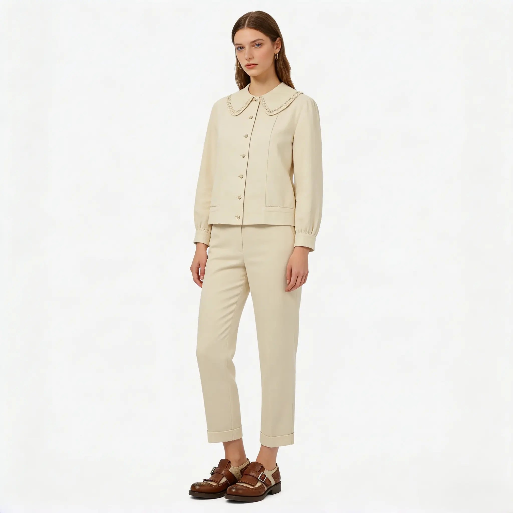 Leather and Canvas Monk Strap Loafers Gilded Cadence