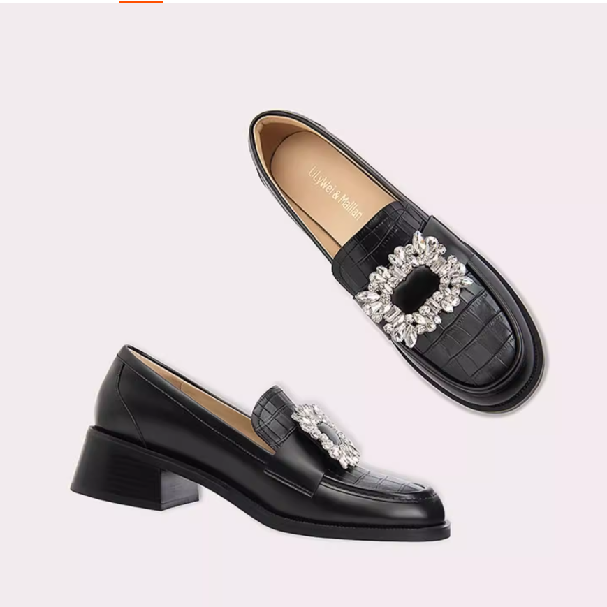 Sunflower Crystal Buckle Croc Loafers