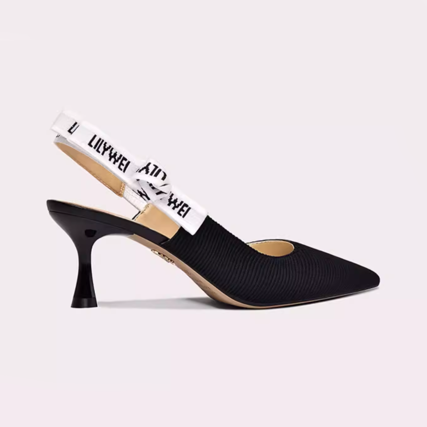 Logo Strap Slingback Kitten Heels