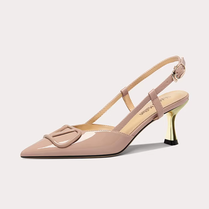 Patent Leather Slingback Kitten Heels