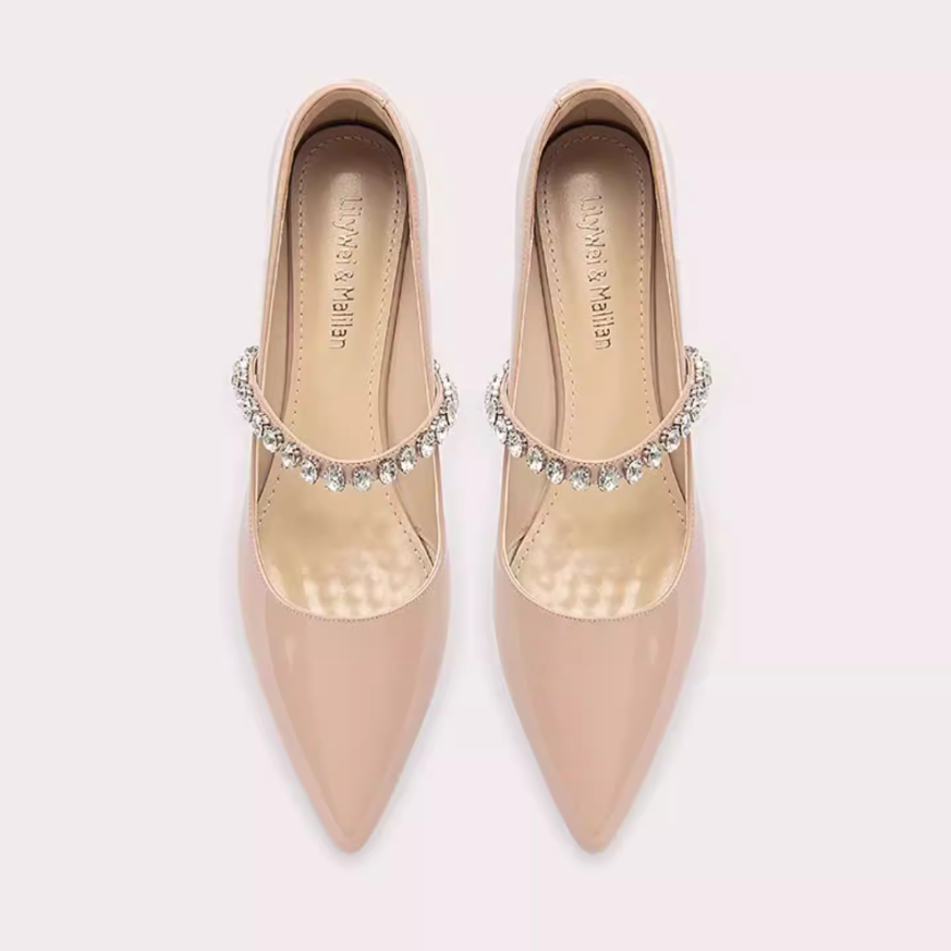 Patent Leather Rhinestone Mary Jane Flats