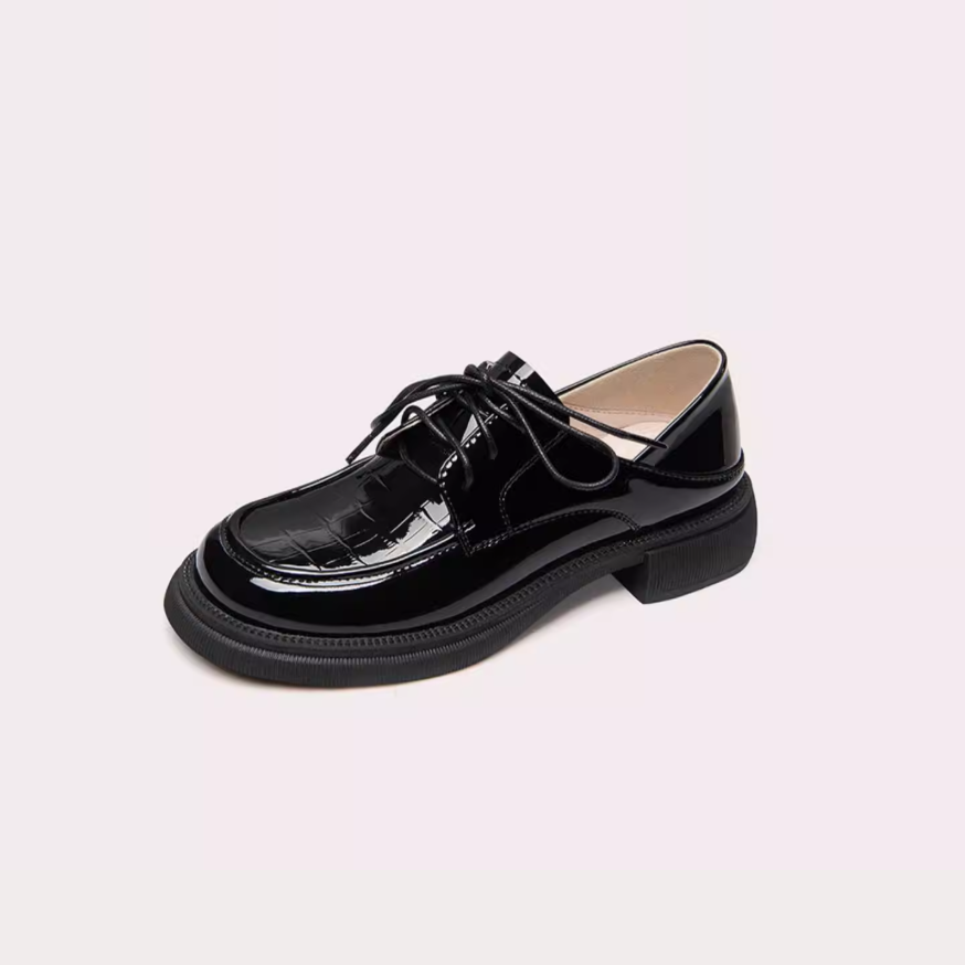 Crocodile Embossed Platform Derby Shoes