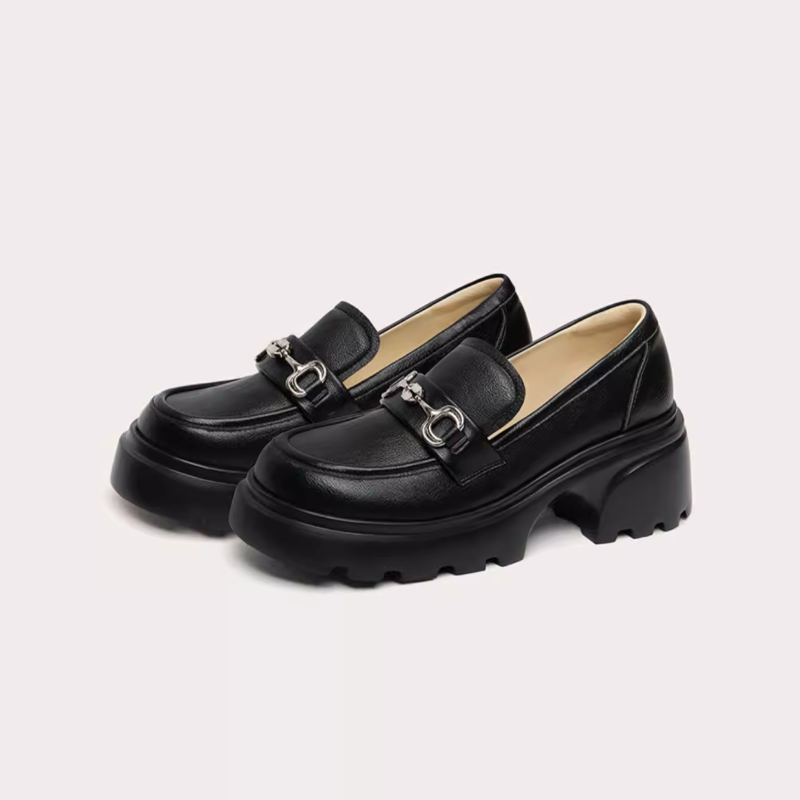 Silver Horsebit Lug Sole Platform Loafers