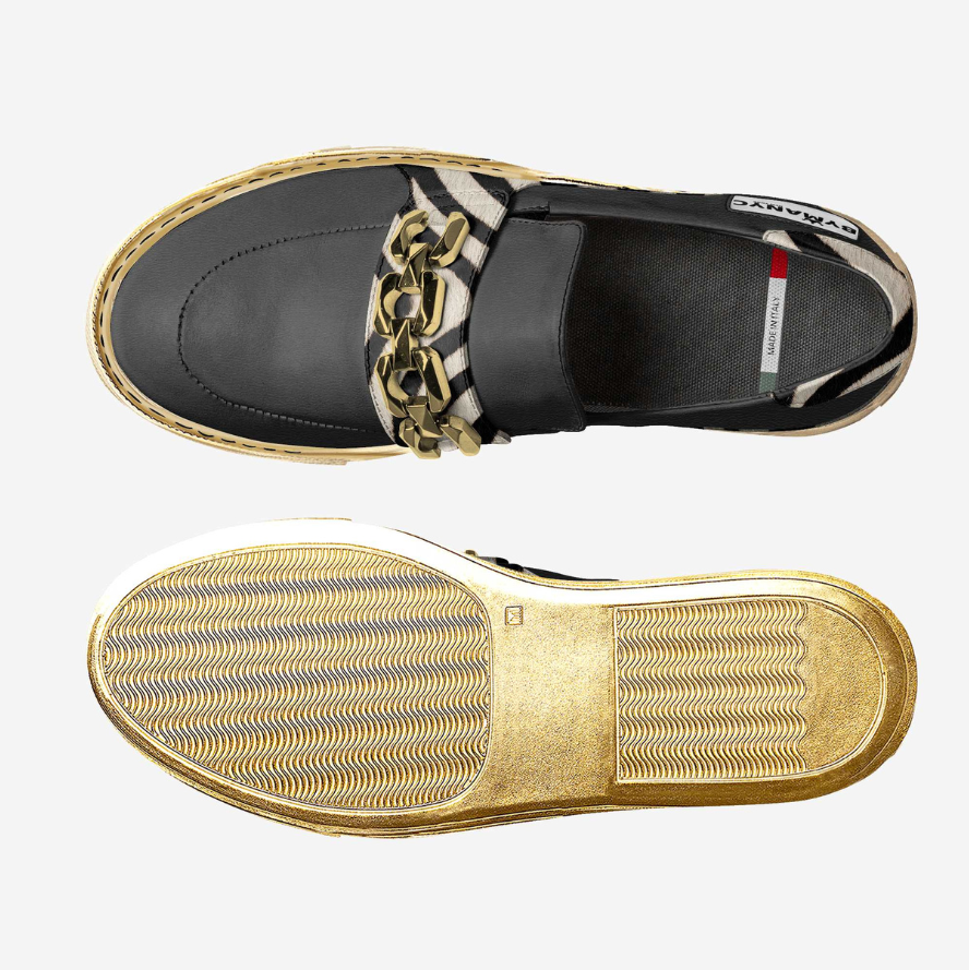 Black & Gold Zebra Vegan Slip-Ons