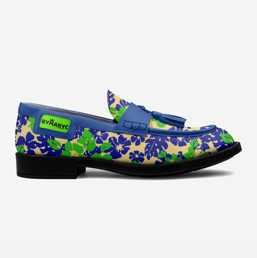 Floral Vegan Tassel Loafers with Lug Sole