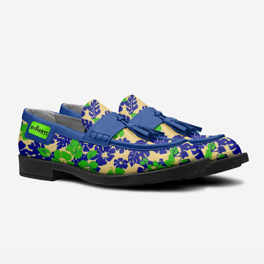 Floral Vegan Tassel Loafers with Lug Sole