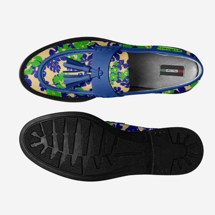 Floral Vegan Tassel Loafers with Lug Sole