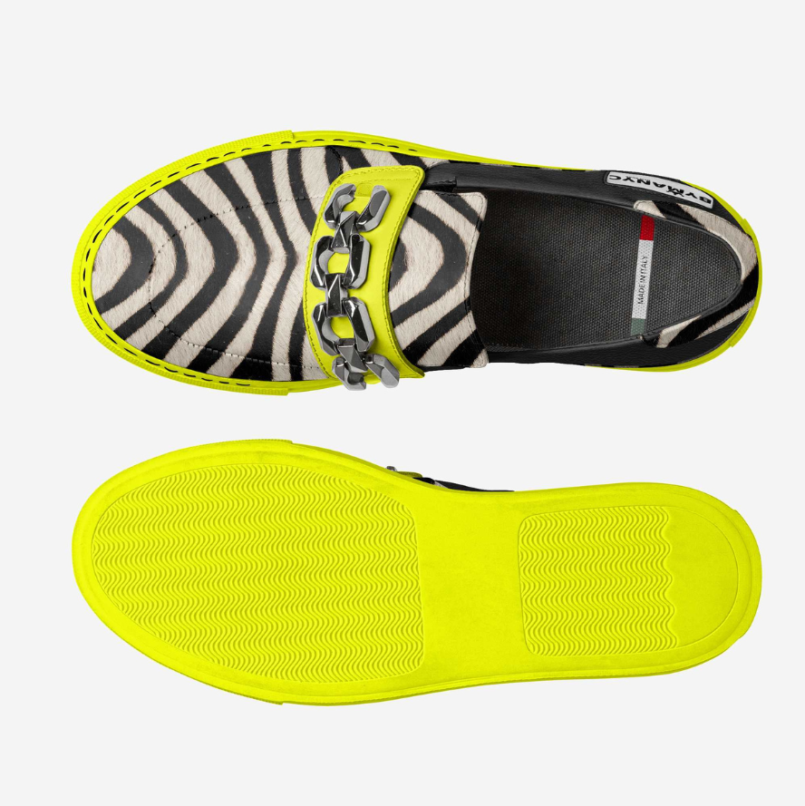 Zebra Print Chain Link Vegan Slip-Ons