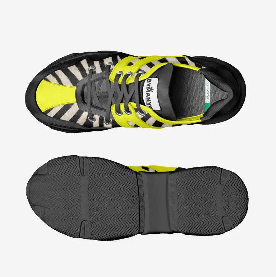 Neon Yellow Zebra Vegan Chunky Sneakers