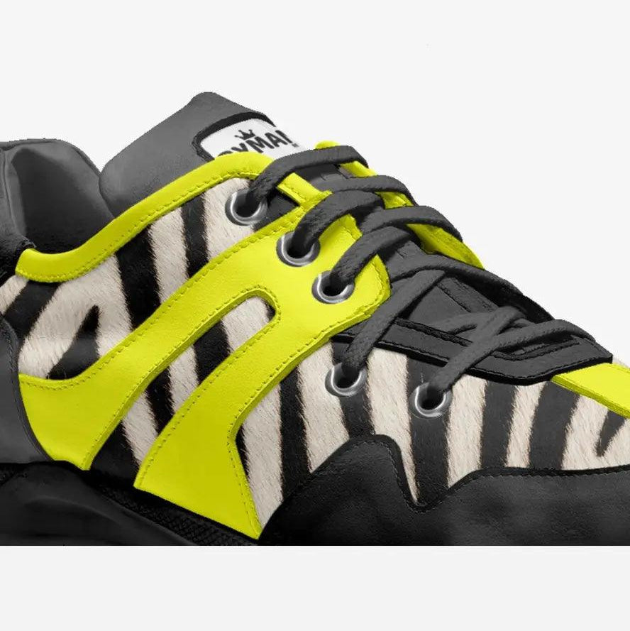 Neon Yellow Zebra Vegan Chunky Sneakers