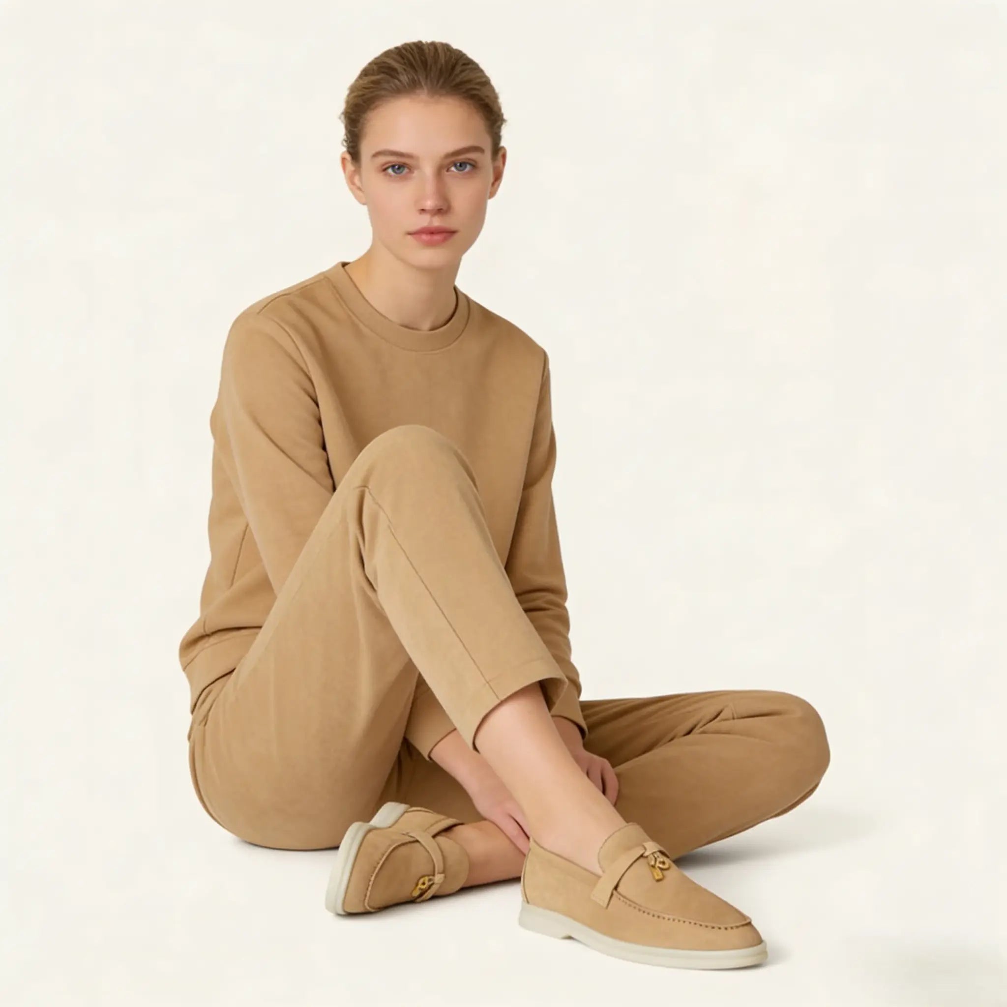 Women's Sandstone Suede Summer Loafers Gilded Cadence