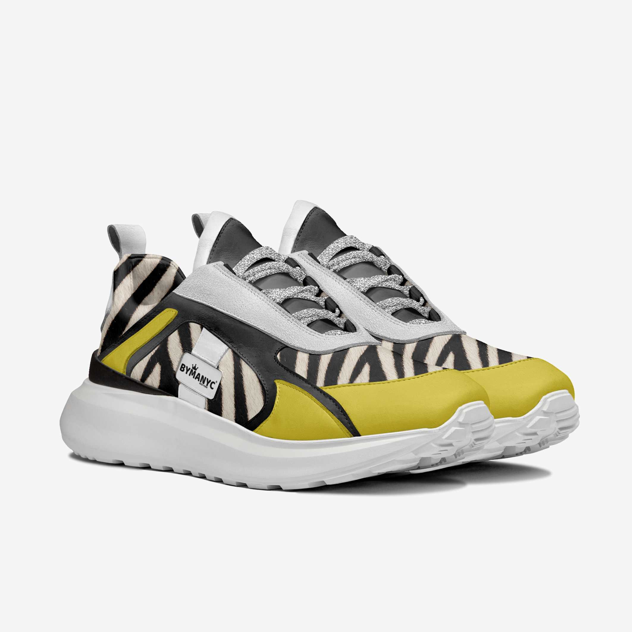 Zebra and Yellow Technical Vegan Sneakers