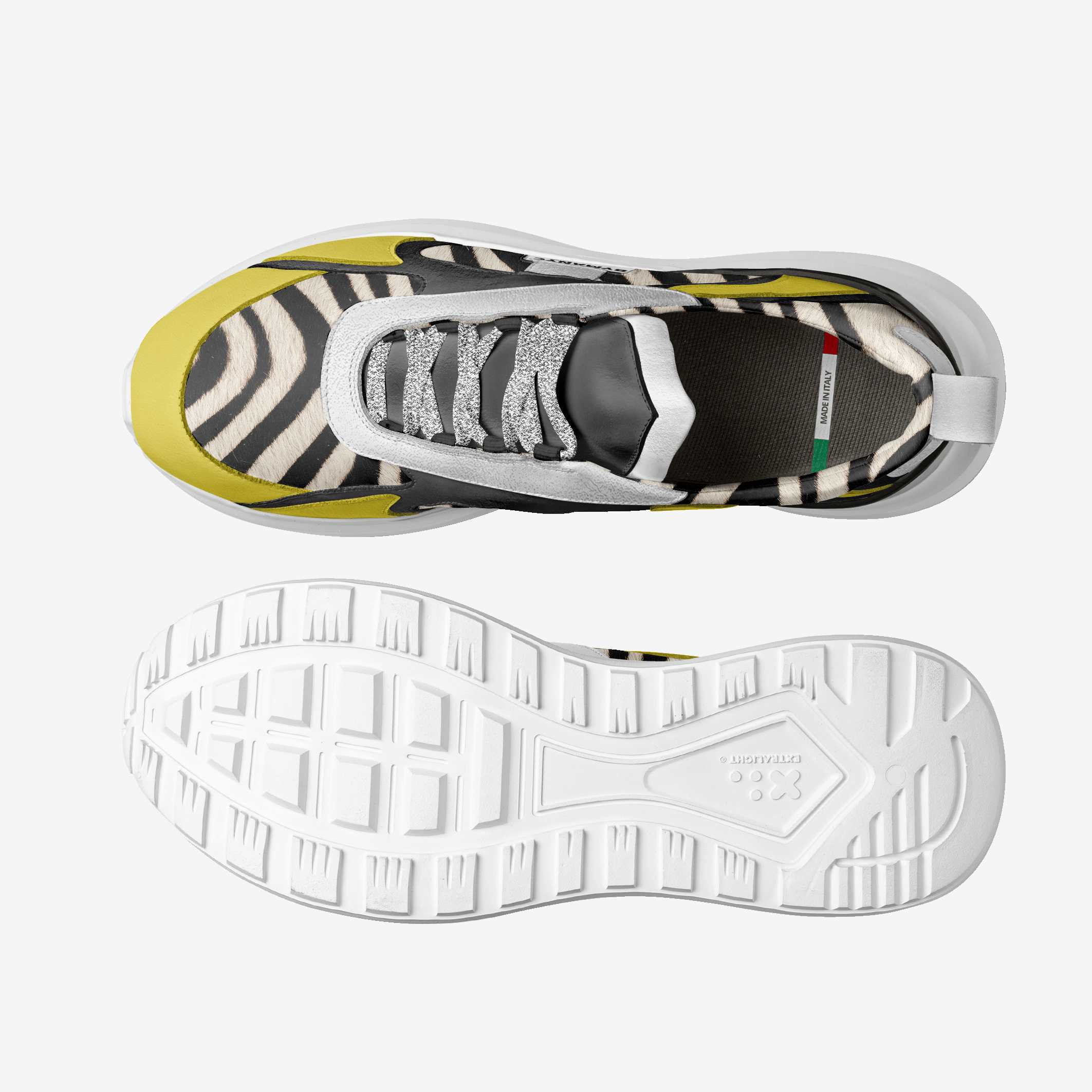 Zebra and Yellow Technical Vegan Sneakers