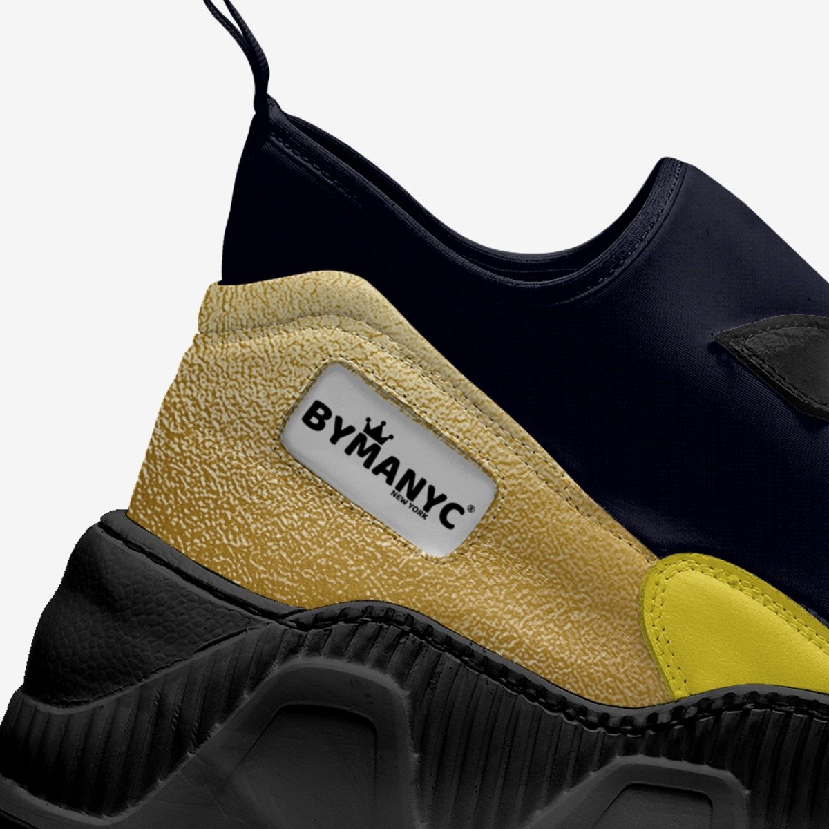 Navy and Gold Vegan Sock Pulse Sneakers