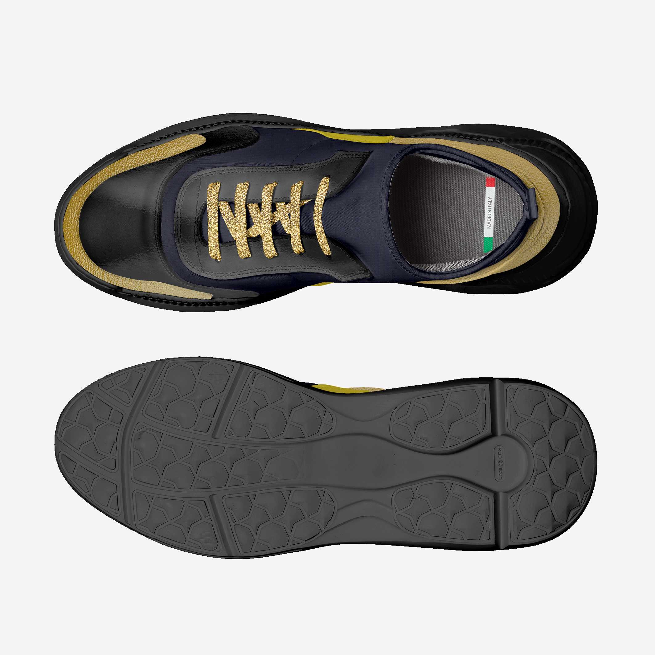 Navy and Gold Vegan Sock Pulse Sneakers