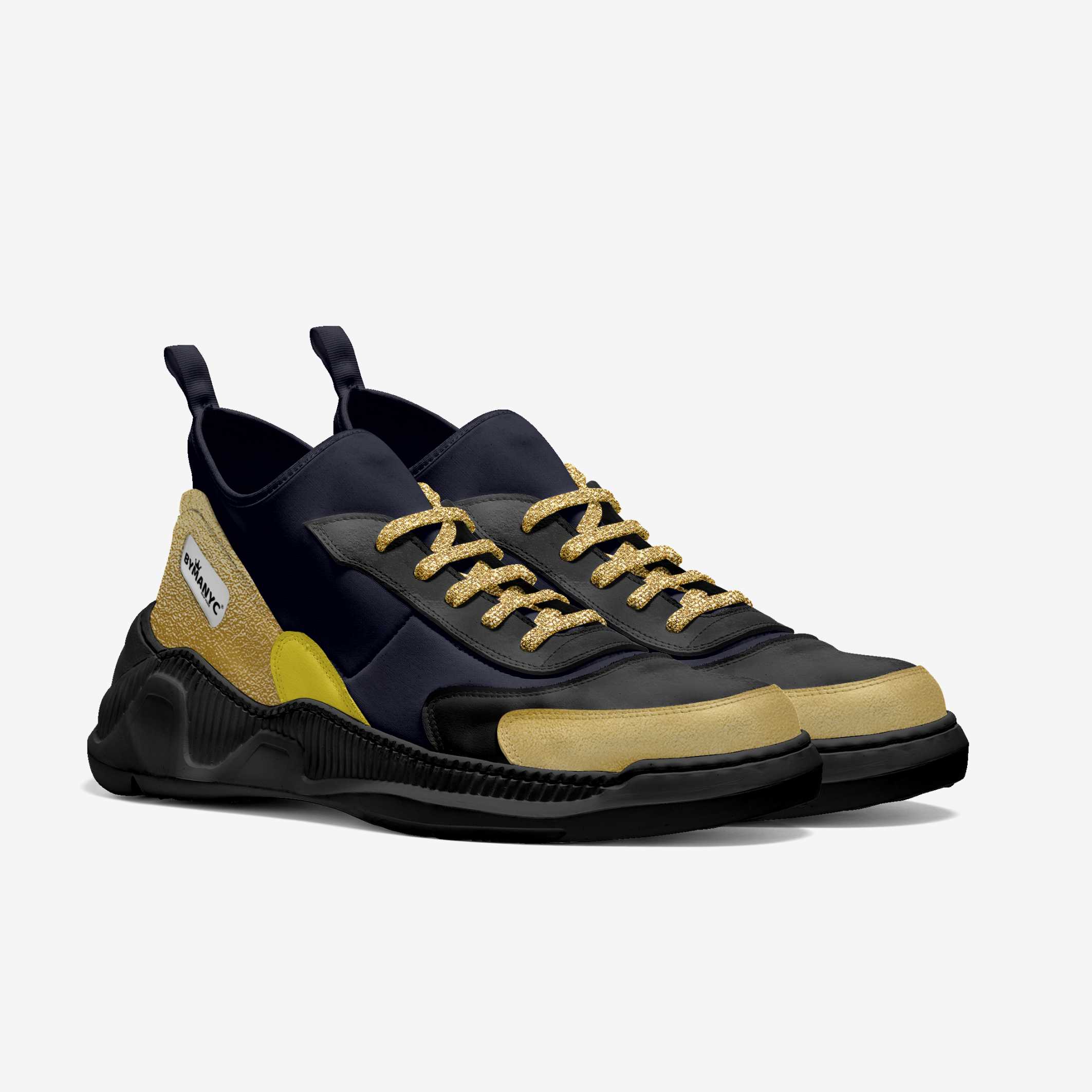 Navy and Gold Vegan Sock Pulse Sneakers