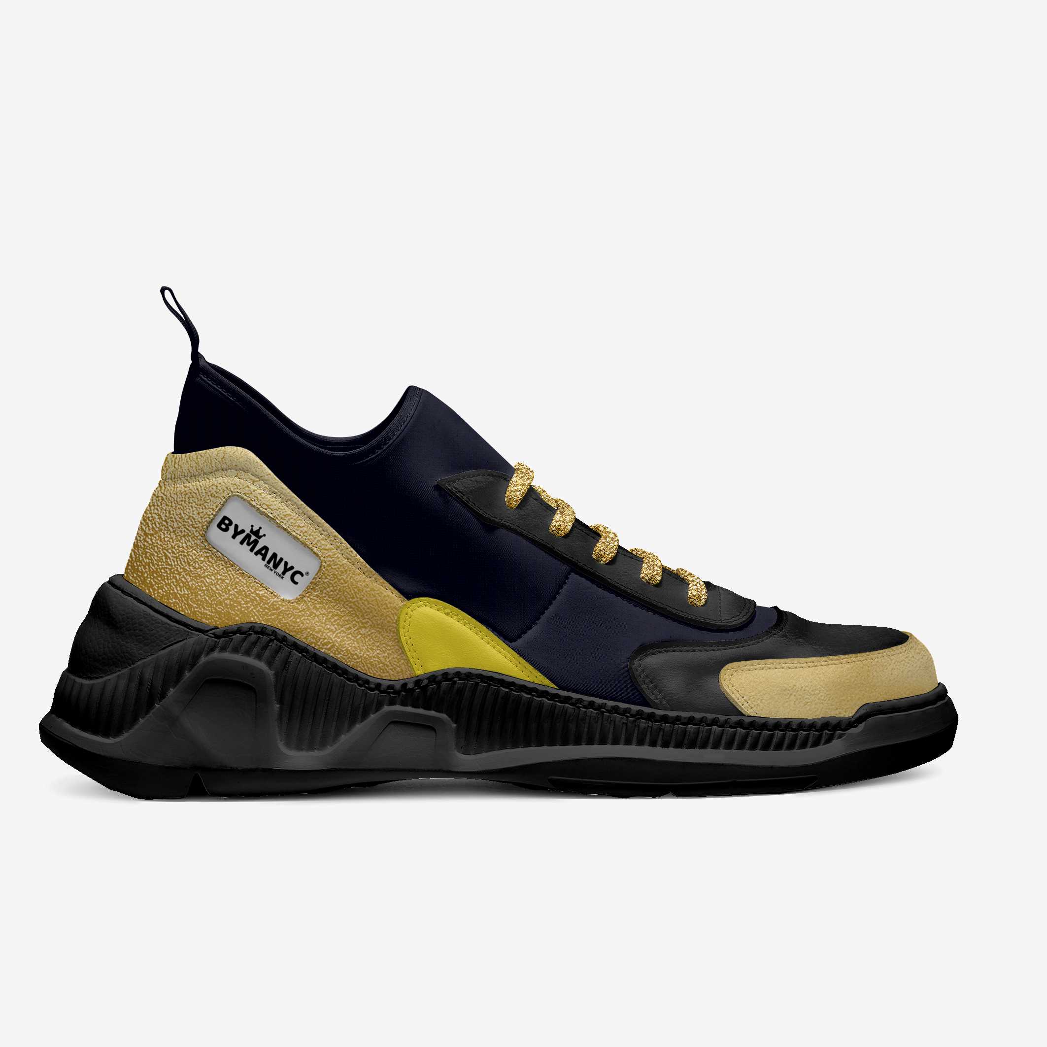 Navy and Gold Vegan Sock Pulse Sneakers