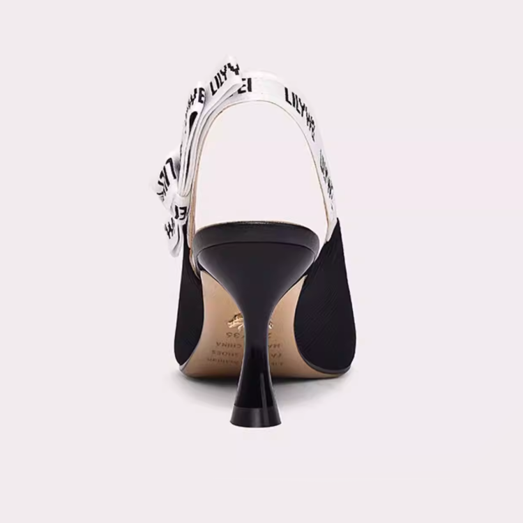 Logo Strap Slingback Kitten Heels