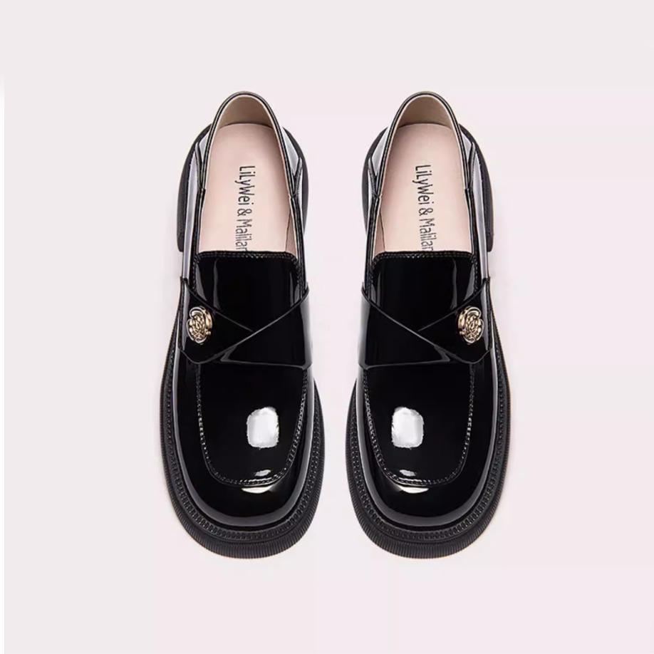 Black Patent Leather Platform Loafers