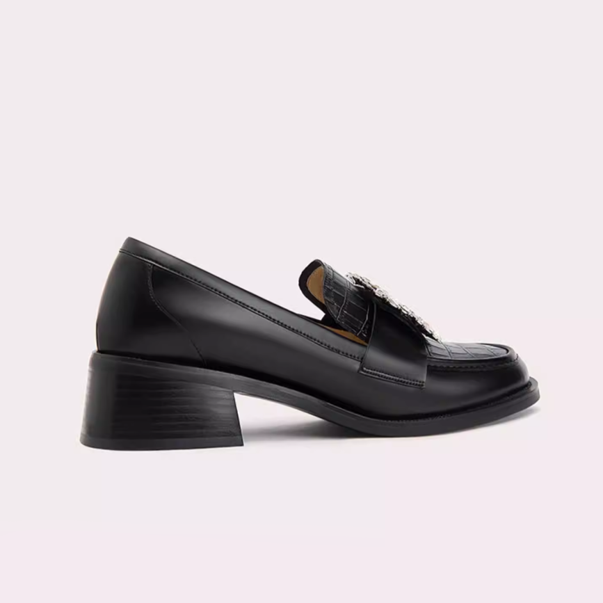 Sunflower Crystal Buckle Croc Loafers