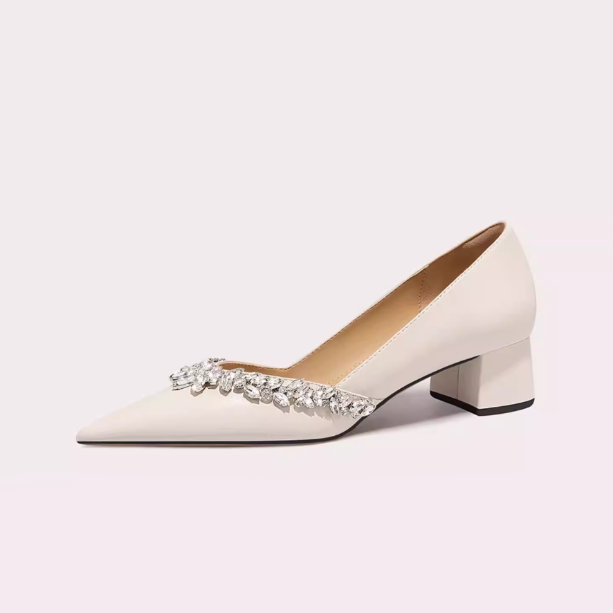 Crystal Embellished Pointed Block Heels