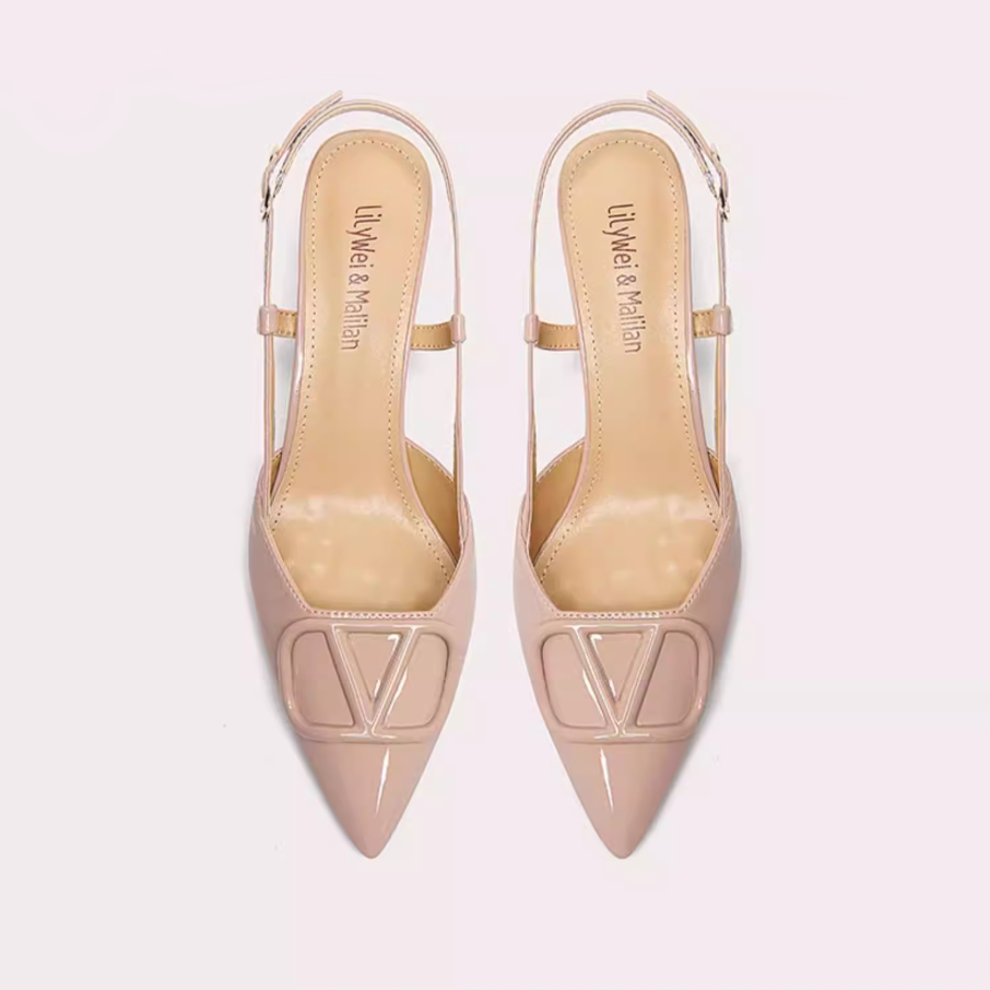 Patent Leather Slingback Kitten Heels