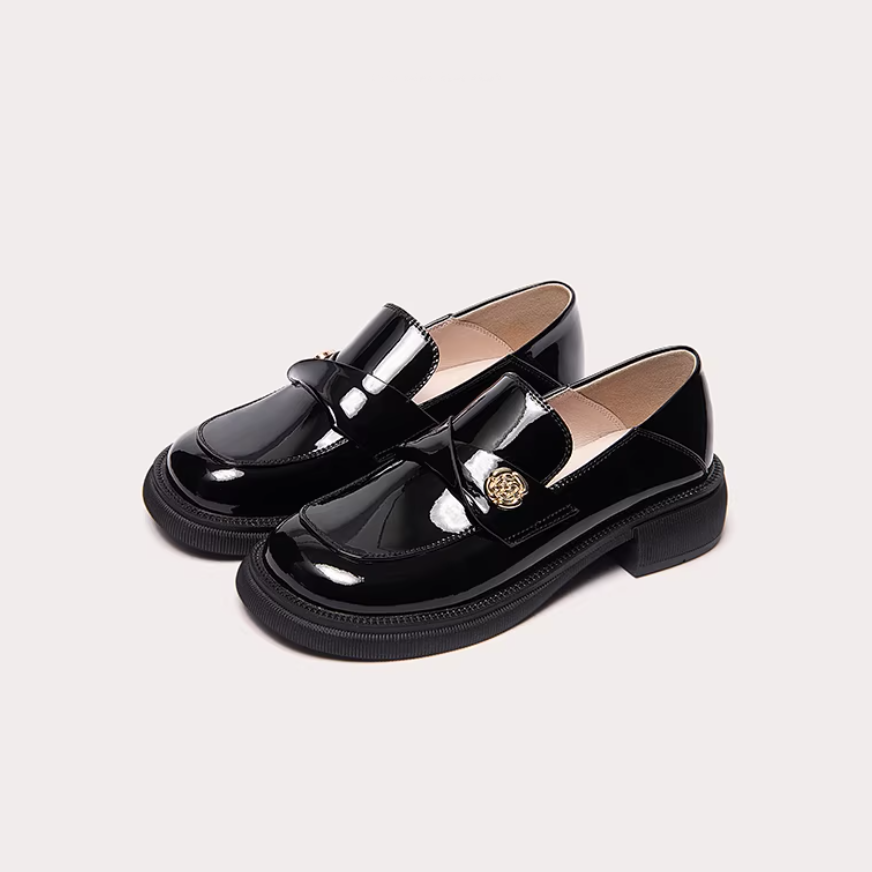 Black Patent Leather Platform Loafers