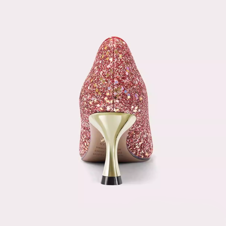 Glitter Pointed Toe Kitten Heels