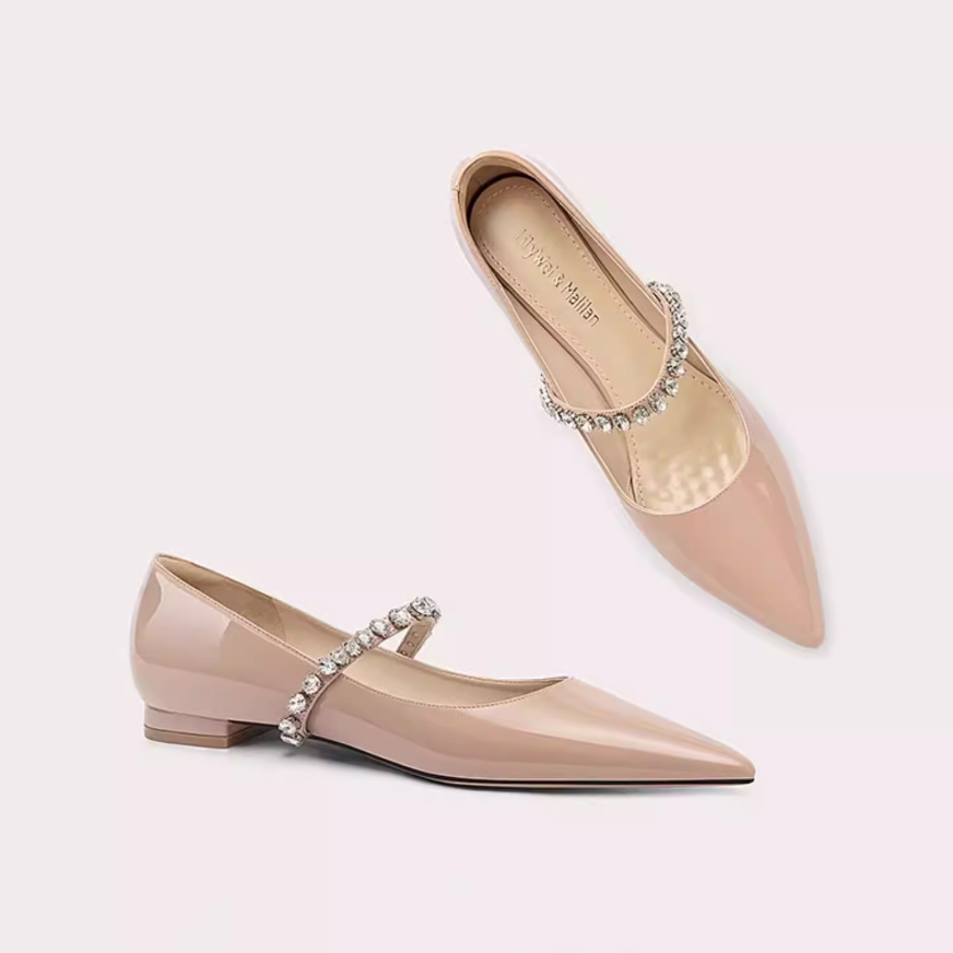 Patent Leather Rhinestone Mary Jane Flats