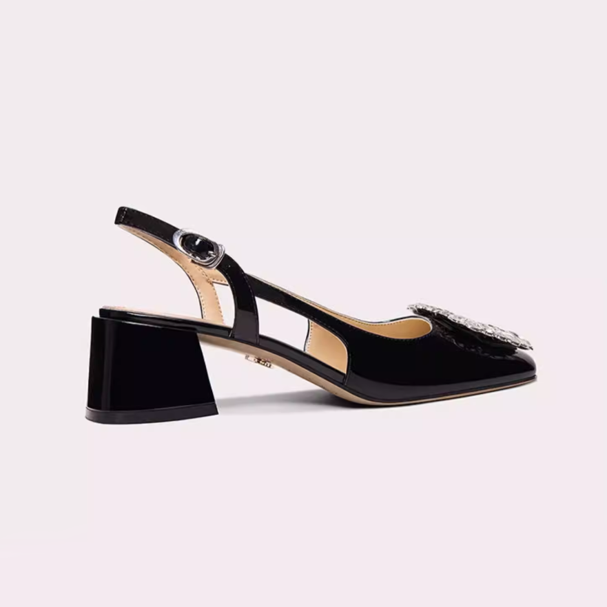 Crystal Buckle Square Toe Slingbacks