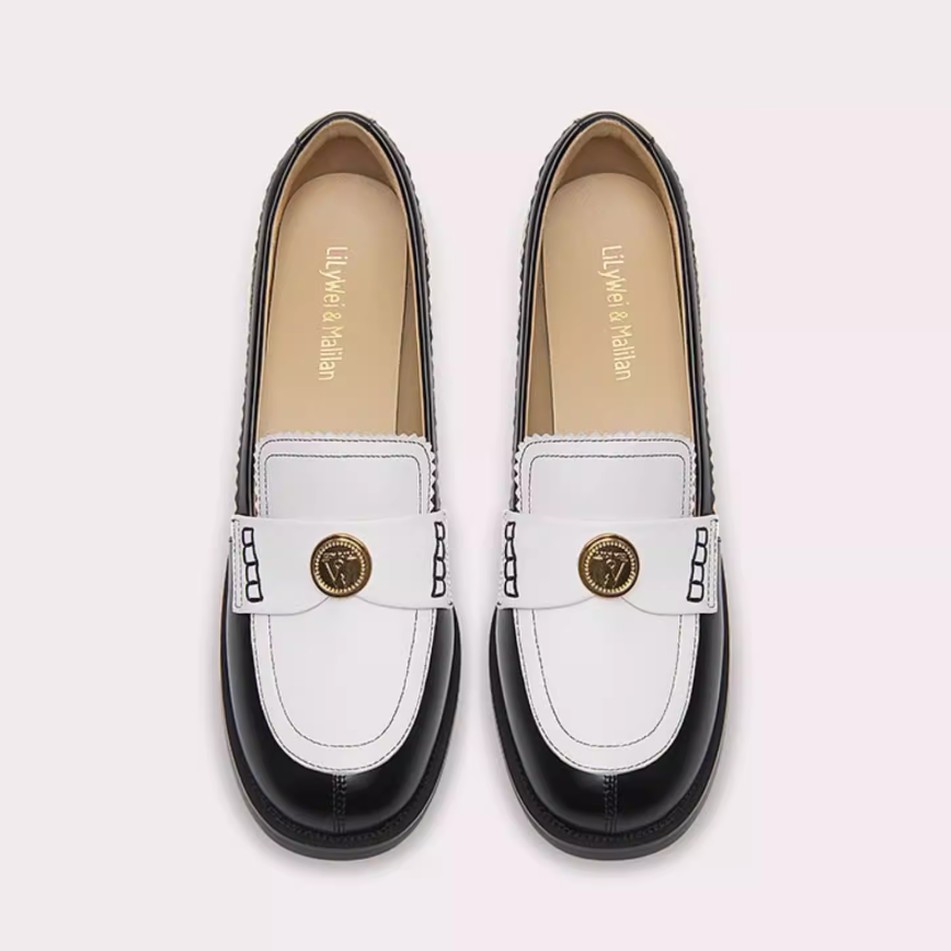 Lace Patchwork Gold Medallion Loafers