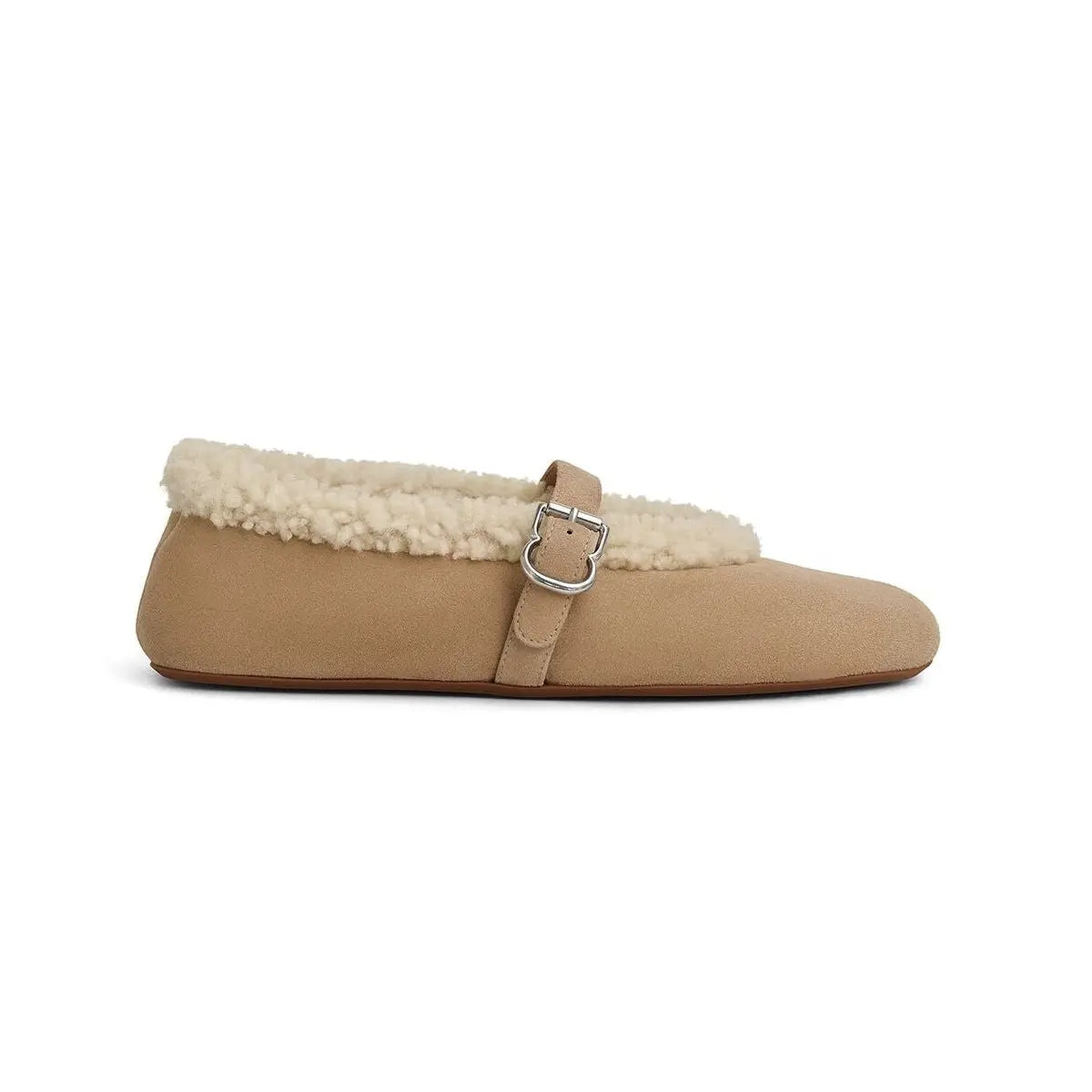 Creamy Merino Shearling Ballet Flats Gilded Cadence